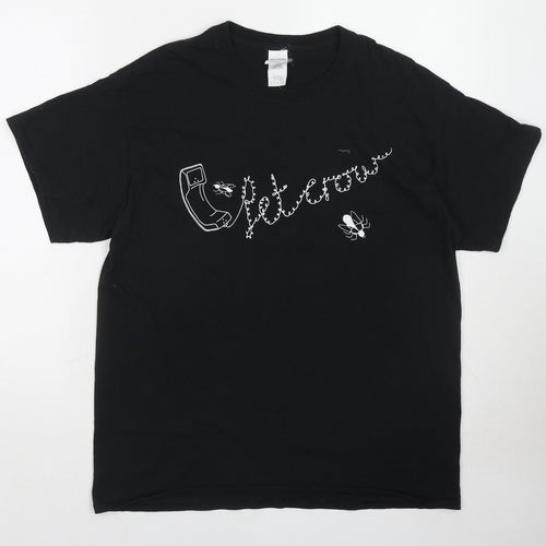 Gildan Womens Black Cotton Basic T-Shirt Size M Crew Neck