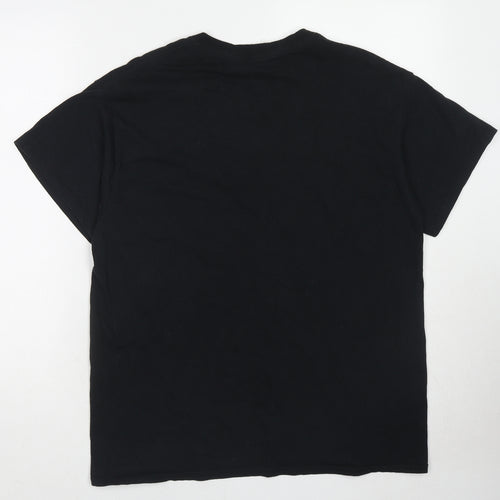 Gildan Womens Black Cotton Basic T-Shirt Size M Crew Neck