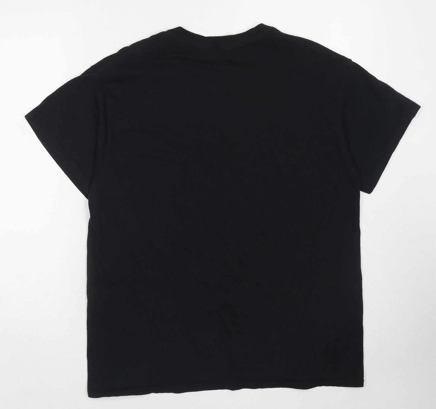 Gildan Womens Black Cotton Basic T-Shirt Size M Crew Neck