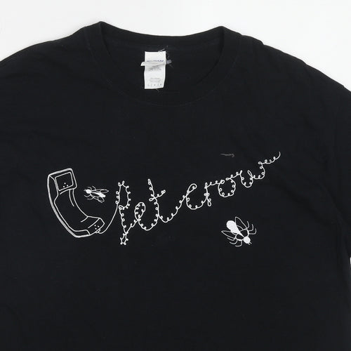 Gildan Womens Black Cotton Basic T-Shirt Size M Crew Neck