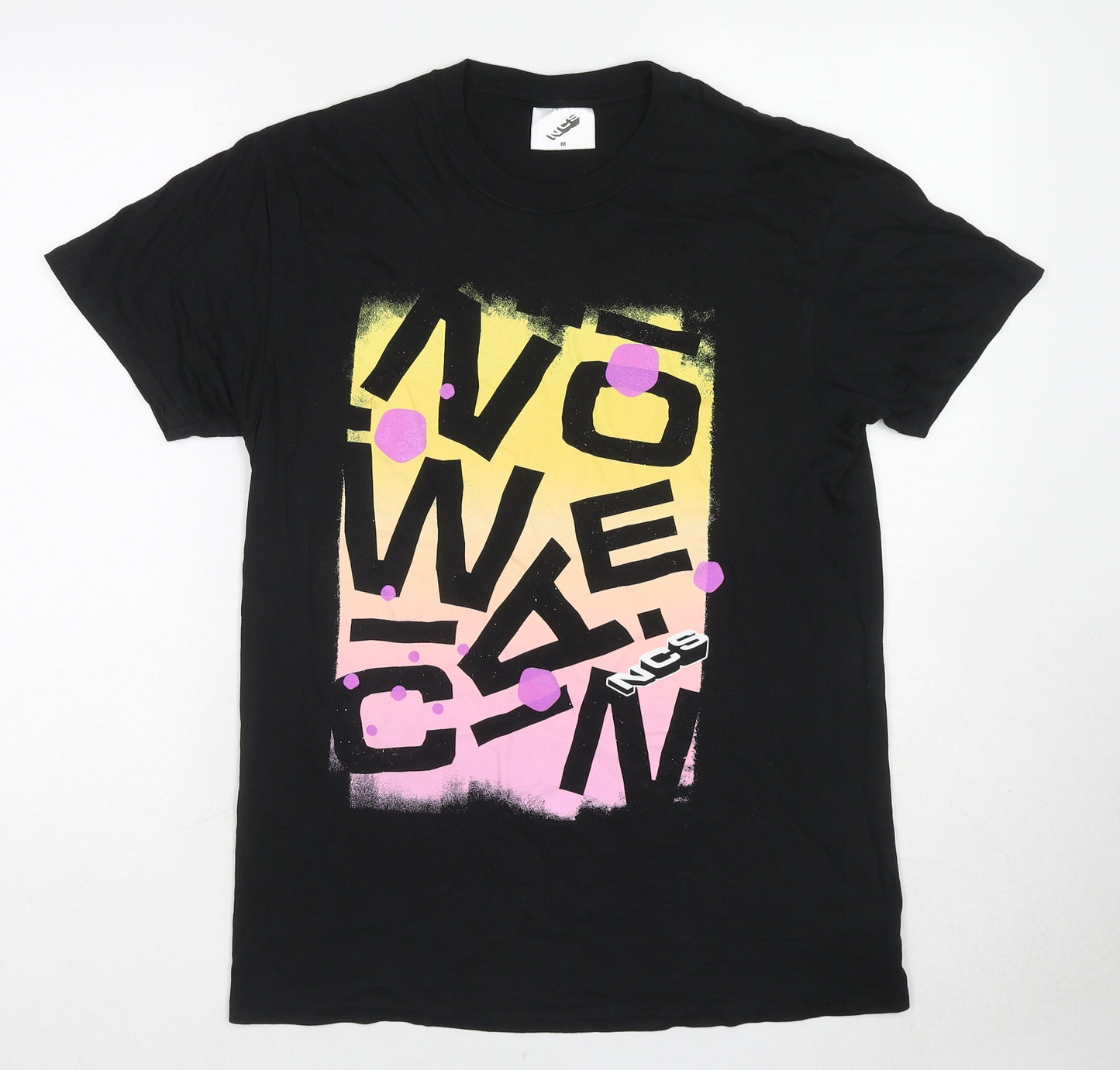 NCS Mens Black Cotton T-Shirt Size M Round Neck