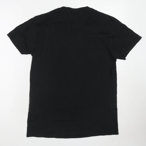 NCS Mens Black Cotton T-Shirt Size M Round Neck