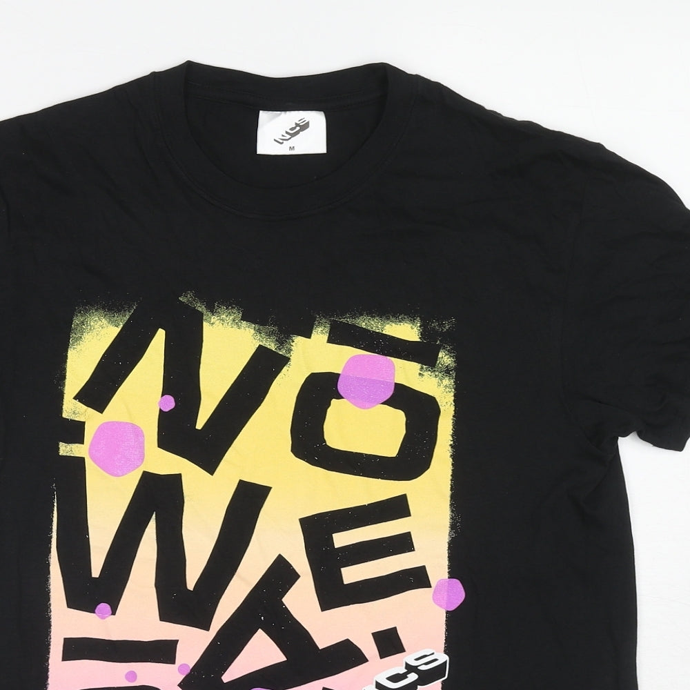 NCS Mens Black Cotton T-Shirt Size M Round Neck