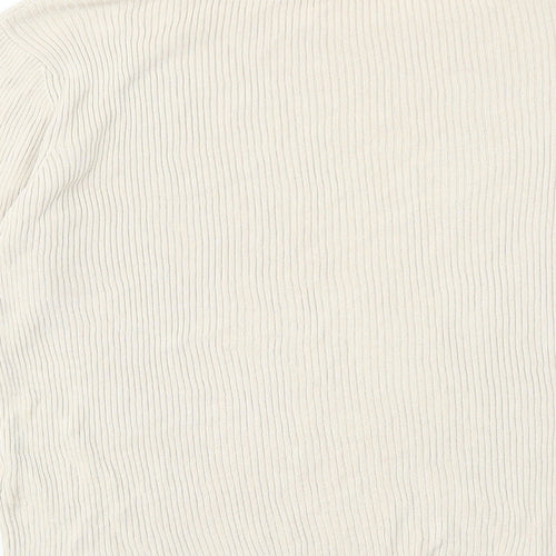 Marks and Spencer Womens Beige Round Neck Silk Pullover Jumper Size 14