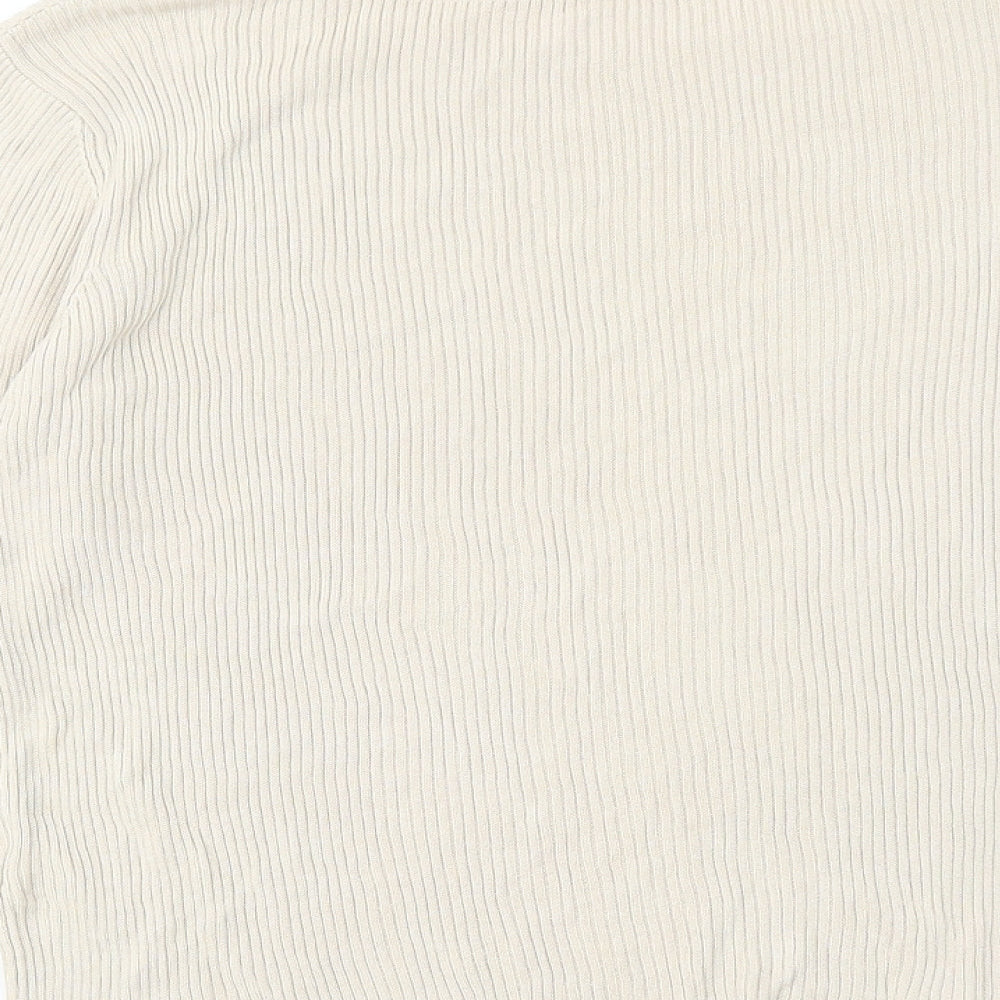 Marks and Spencer Womens Beige Round Neck Silk Pullover Jumper Size 14