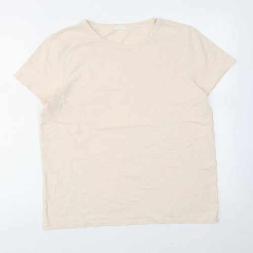 Hush Womens Beige Cotton Basic T-Shirt Size M Round Neck