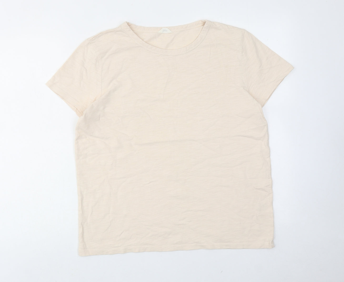 Hush Womens Beige Cotton Basic T-Shirt Size M Round Neck
