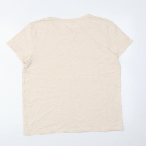 Hush Womens Beige Cotton Basic T-Shirt Size M Round Neck