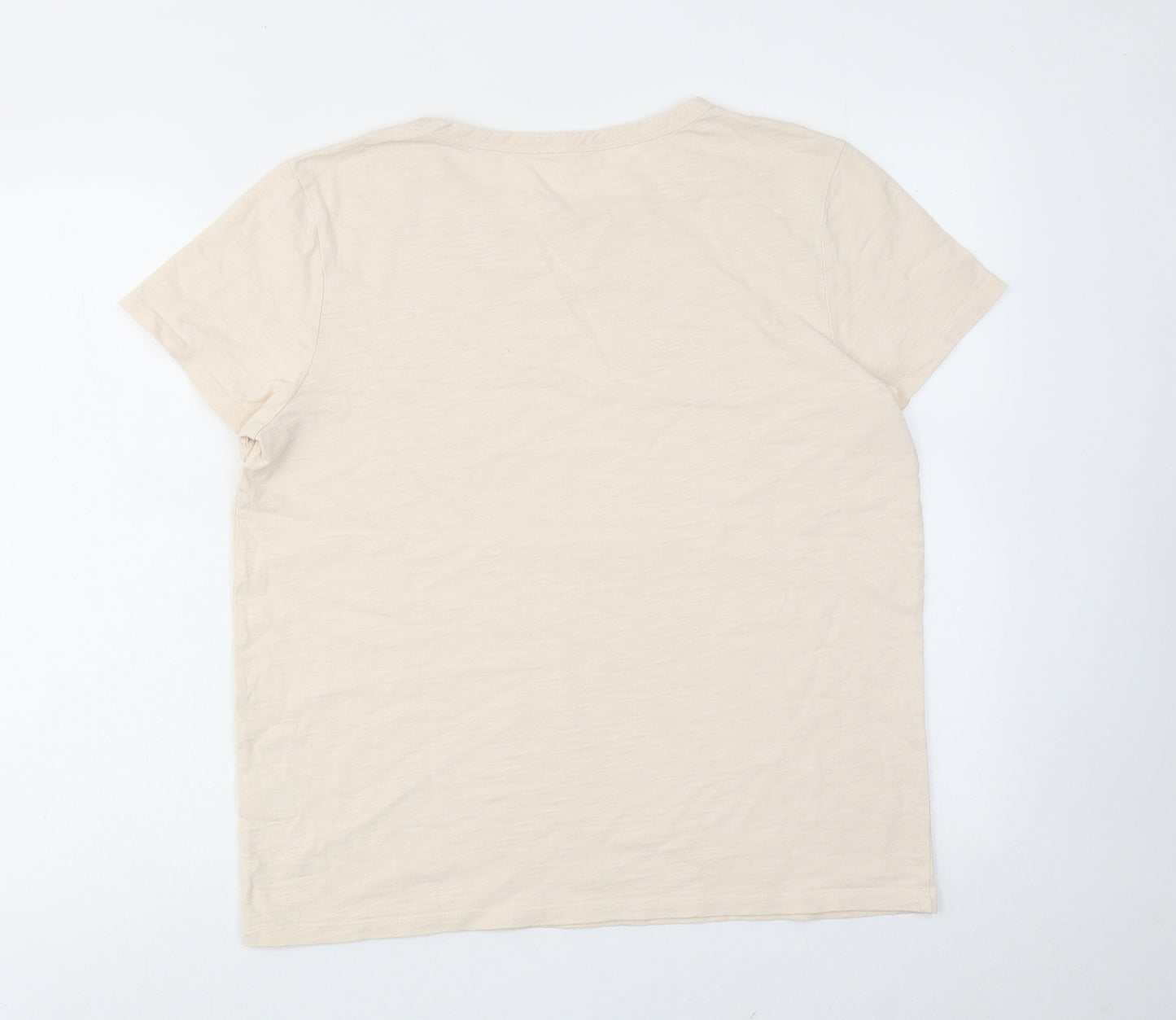 Hush Womens Beige Cotton Basic T-Shirt Size M Round Neck