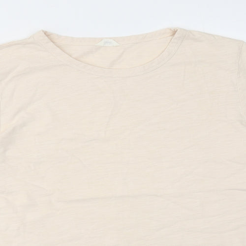 Hush Womens Beige Cotton Basic T-Shirt Size M Round Neck