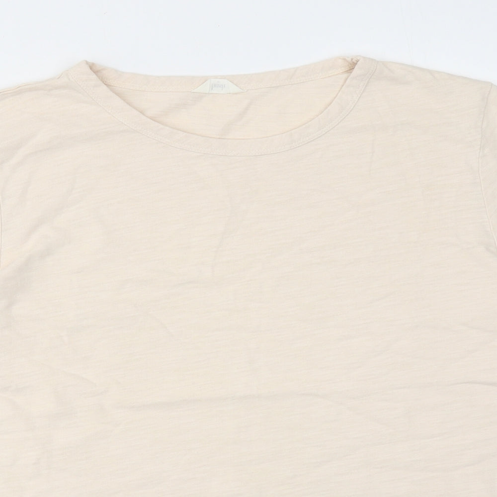 Hush Womens Beige Cotton Basic T-Shirt Size M Round Neck