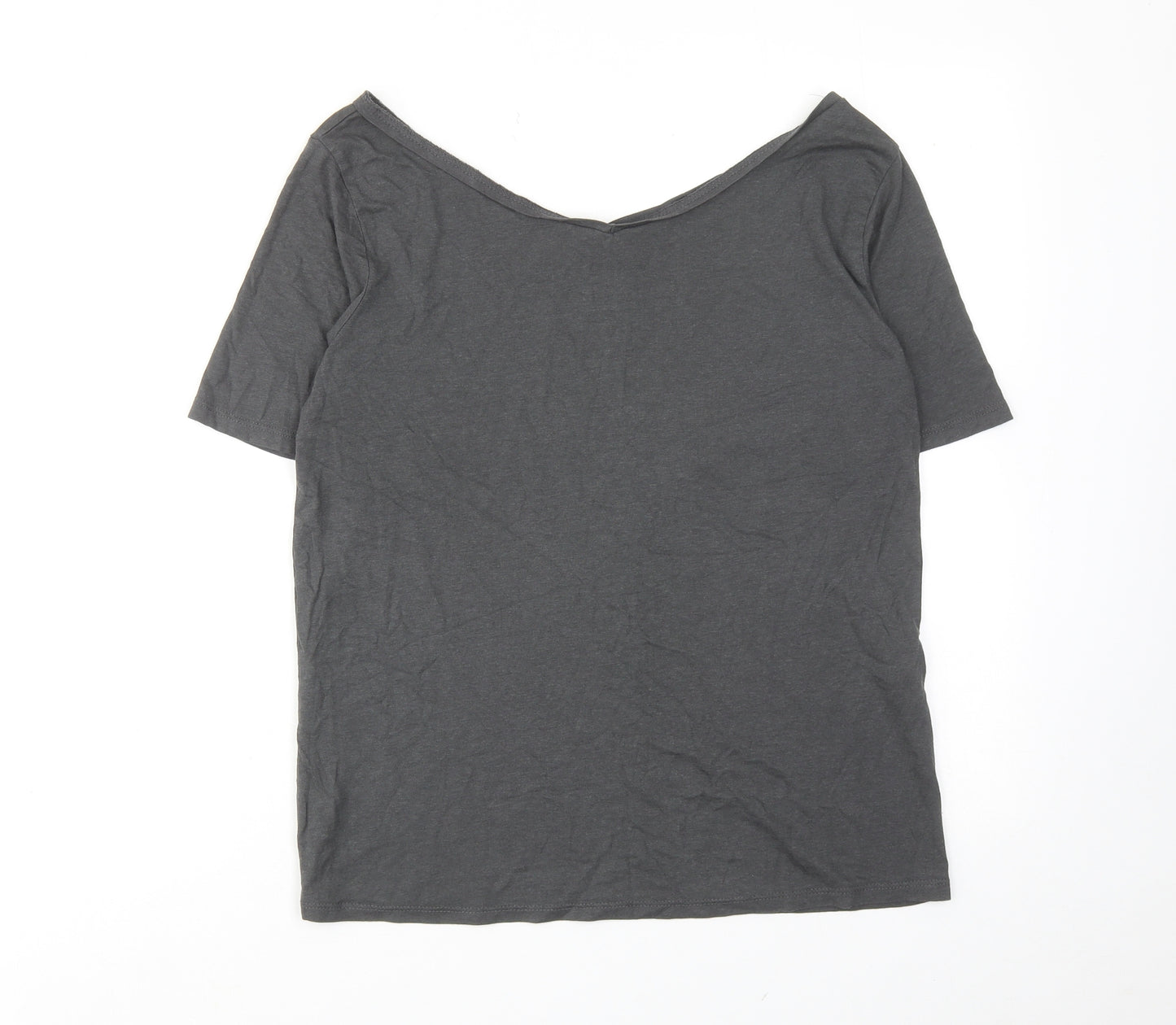RESERVED Womens Grey Modal Basic T-Shirt Size M Boat Neck