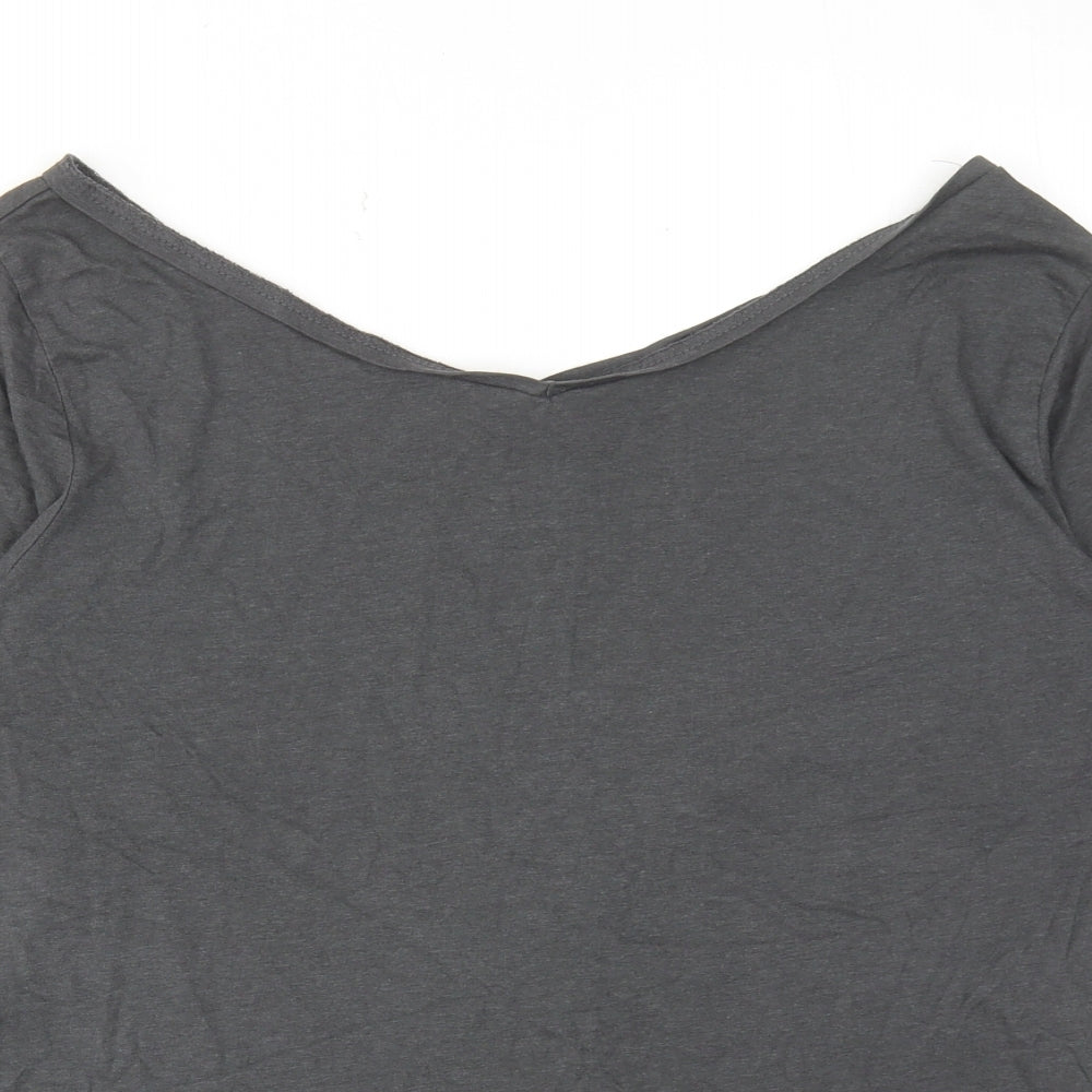 RESERVED Womens Grey Modal Basic T-Shirt Size M Boat Neck