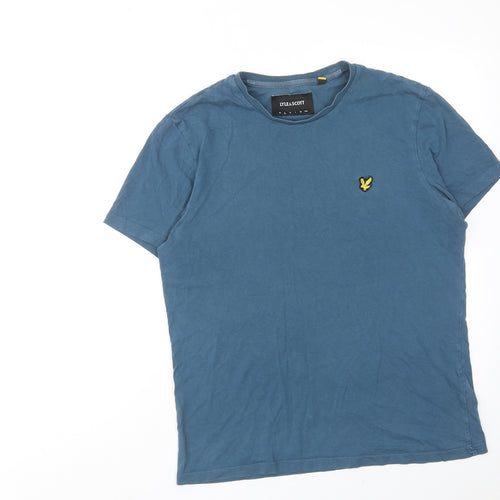 Lyle & Scott Mens Blue Cotton T-Shirt Size S Round Neck