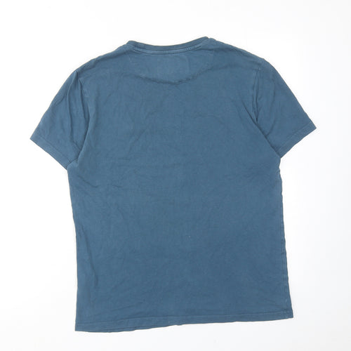 Lyle & Scott Mens Blue Cotton T-Shirt Size S Round Neck
