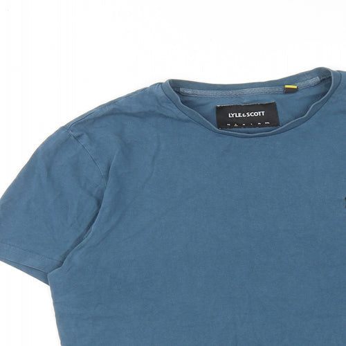 Lyle & Scott Mens Blue Cotton T-Shirt Size S Round Neck