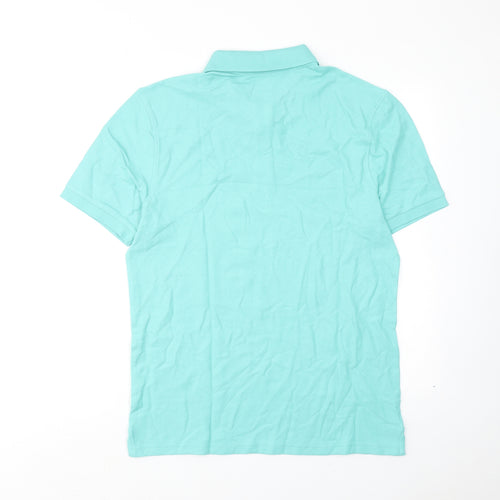 Marks and Spencer Mens Blue Cotton Polo Size M Collared Button