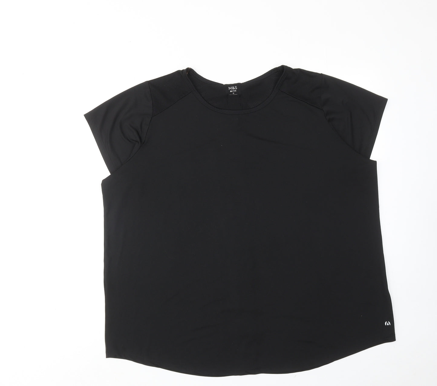 Marks and Spencer Womens Black Polyester Pullover T-Shirt Size 20 Crew Neck Pullover