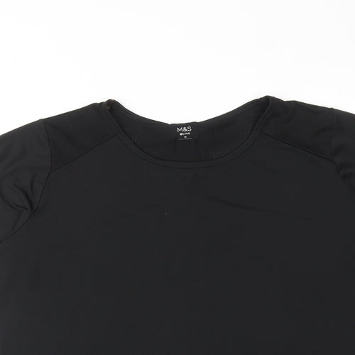 Marks and Spencer Womens Black Polyester Pullover T-Shirt Size 20 Crew Neck Pullover