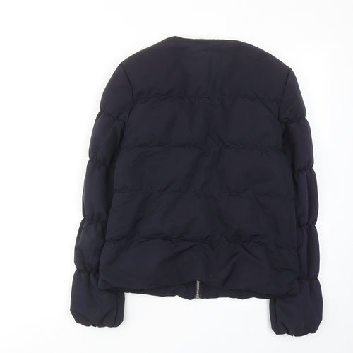 H&M Womens Blue Quilted Jacket Size 8 Zip