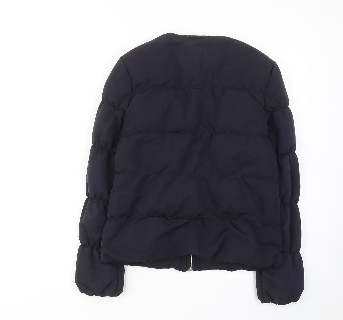 H&M Womens Blue Quilted Jacket Size 8 Zip