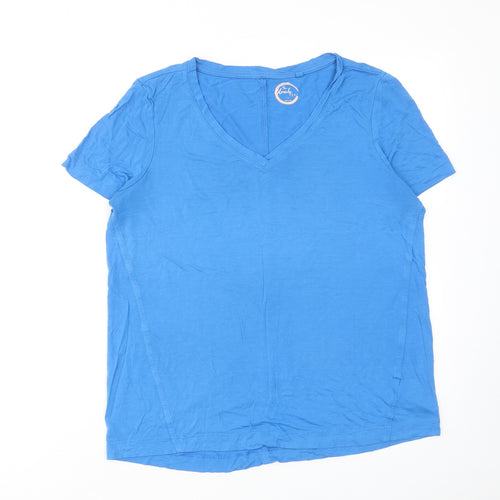 NEXT Womens Blue Viscose Basic T-Shirt Size 12 V-Neck