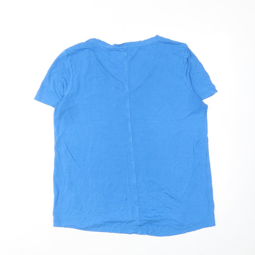 NEXT Womens Blue Viscose Basic T-Shirt Size 12 V-Neck