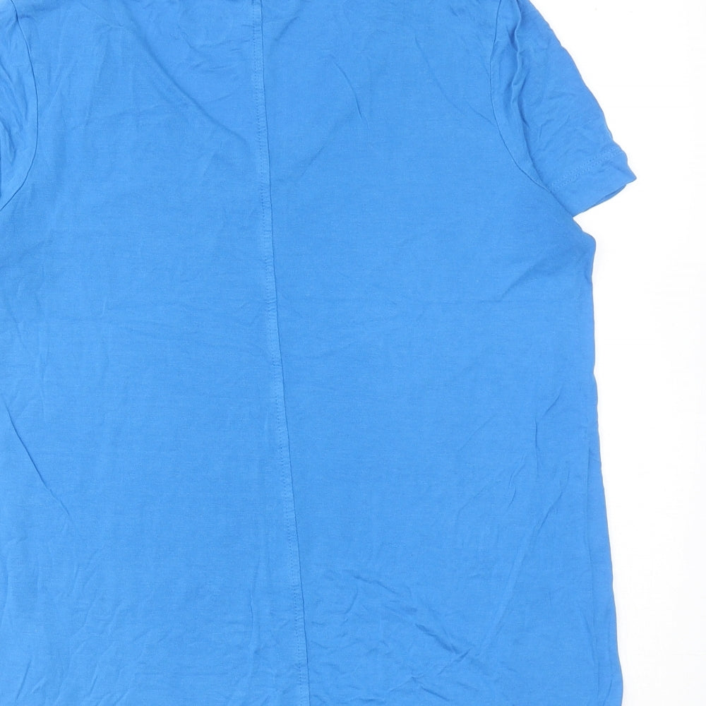 NEXT Womens Blue Viscose Basic T-Shirt Size 12 V-Neck