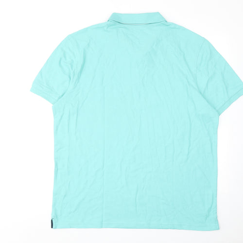 Marks and Spencer Mens Blue Cotton Polo Size XL Collared Button