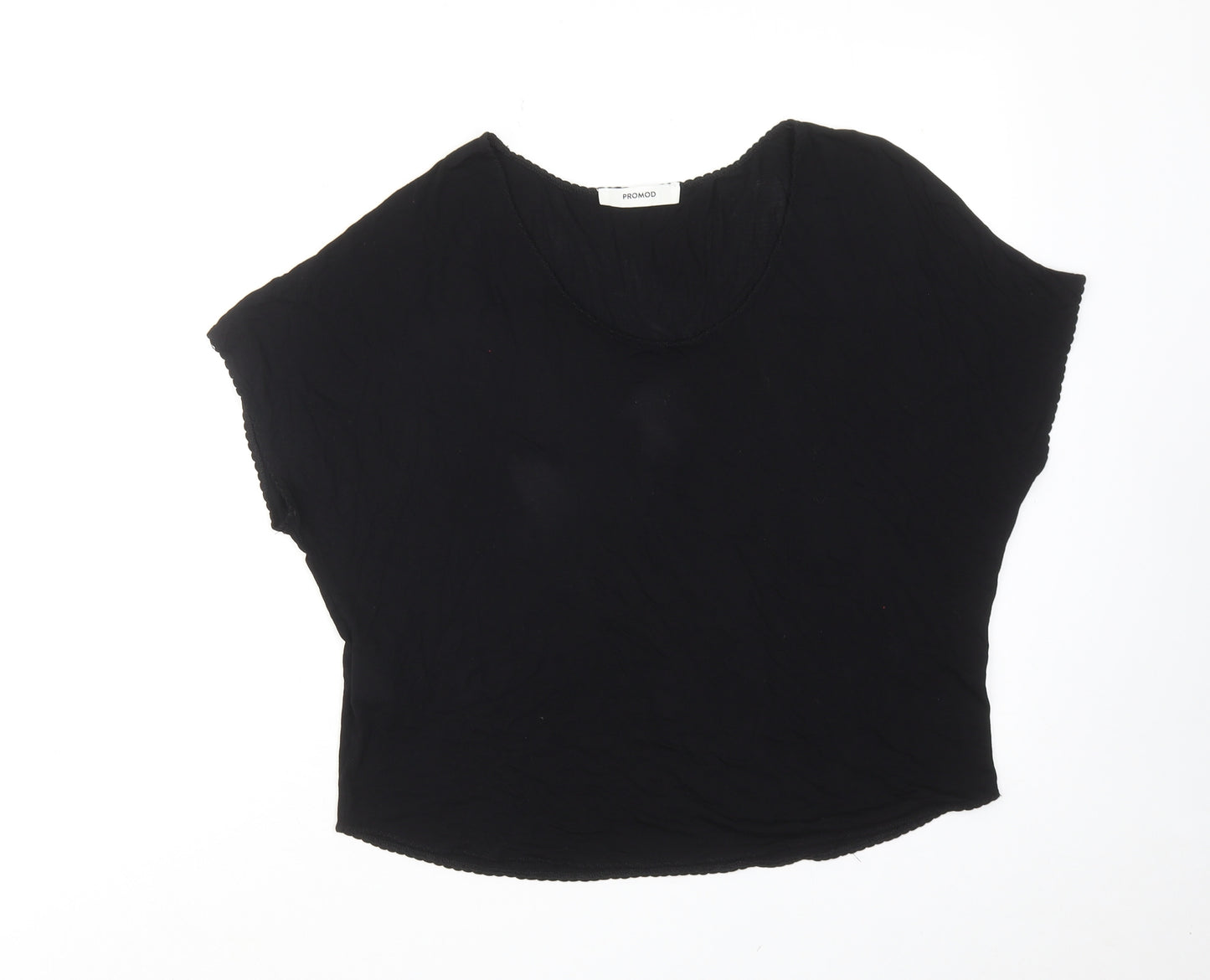 Promod Womens Black Viscose Basic T-Shirt Size M Scoop Neck