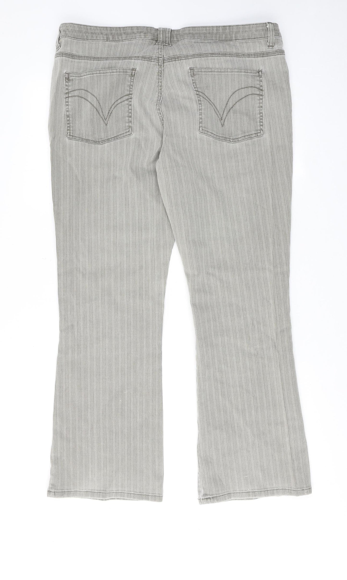 Papaya Womens Grey Cotton Bootcut Jeans Size 18 Regular Zip