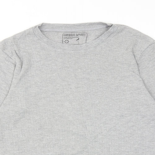 UrbanSpirit Mens Grey Cotton T-Shirt Size L Round Neck