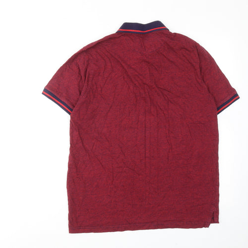 Pierre Cardin Mens Red Cotton Polo Size M Collared Button