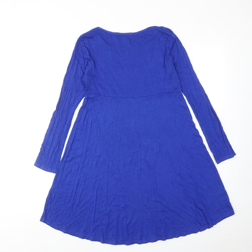 Boohoo Womens Blue Viscose Jumper Dress Size 8 Round Neck Pullover