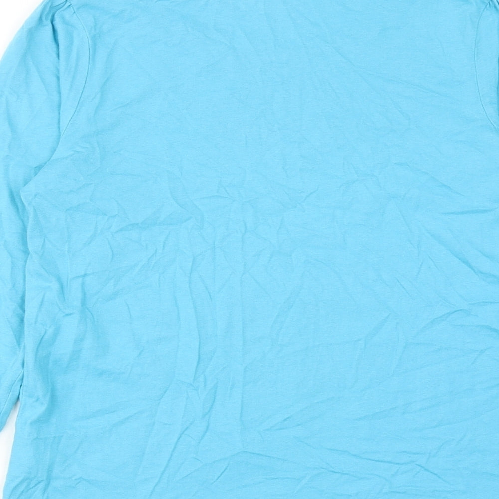 Lands' End Girls Blue Cotton Pullover T-Shirt Size 10-11 Years Boat Neck Pullover