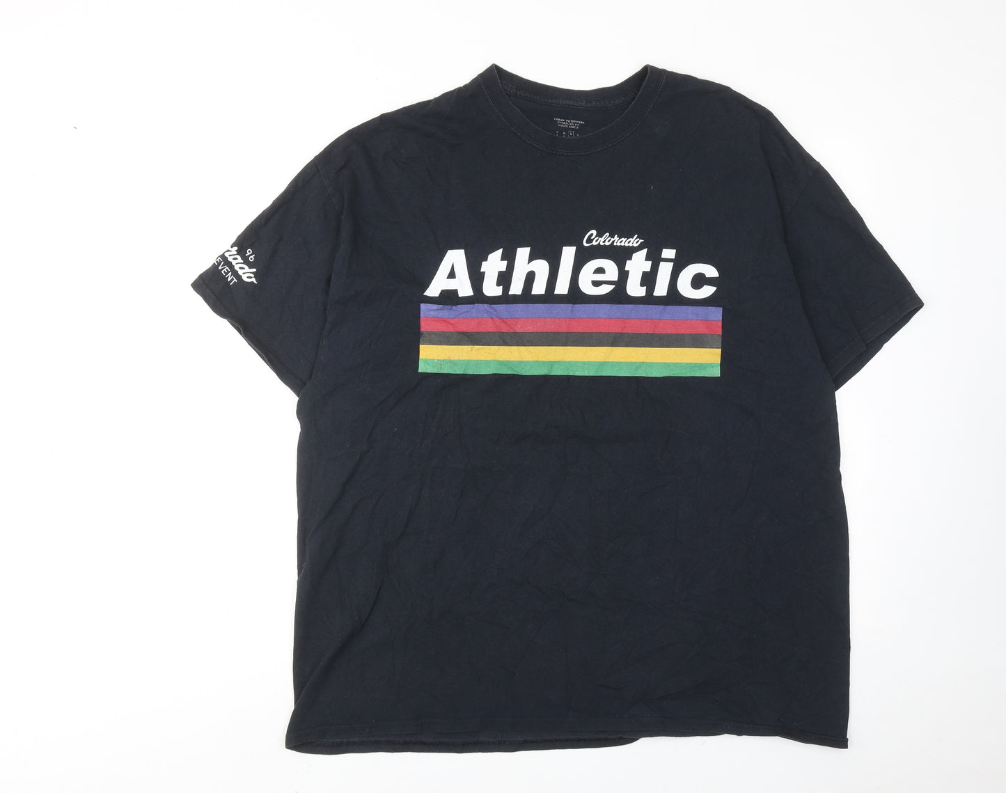 Urban Outfitters Mens Black Cotton T-Shirt Size L Round Neck - Colorado Athletic