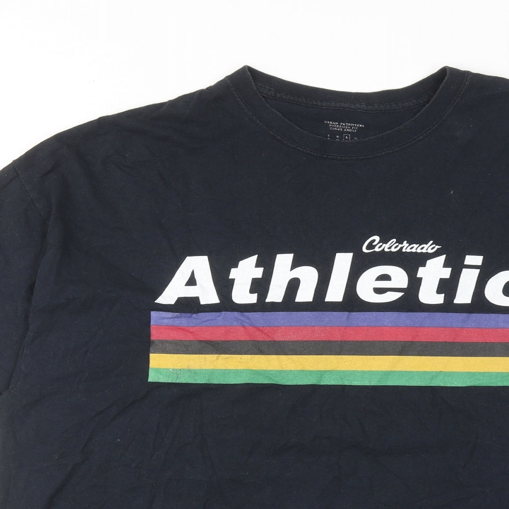 Urban Outfitters Mens Black Cotton T-Shirt Size L Round Neck - Colorado Athletic