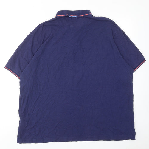 Hackett Mens Blue Cotton Polo Size 3XL Collared Button
