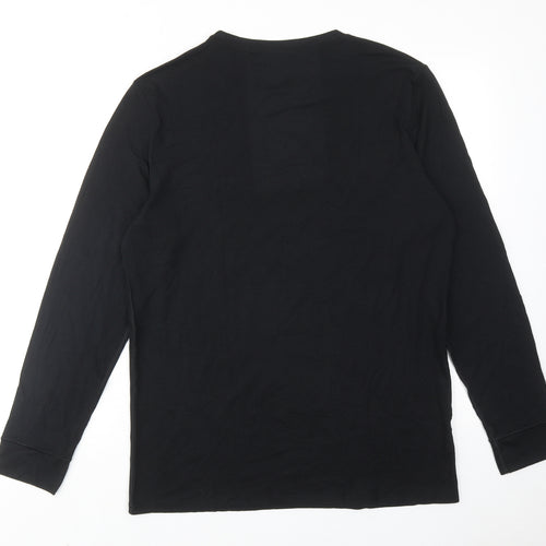 Marks and Spencer Mens Black Polyester T-Shirt Size L Round Neck