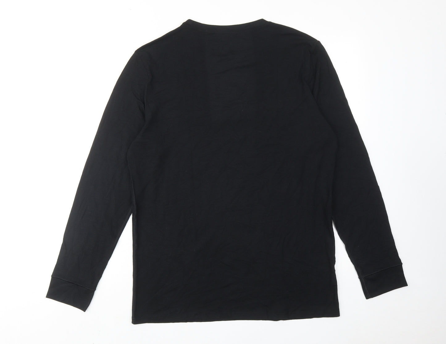 Marks and Spencer Mens Black Polyester T-Shirt Size L Round Neck