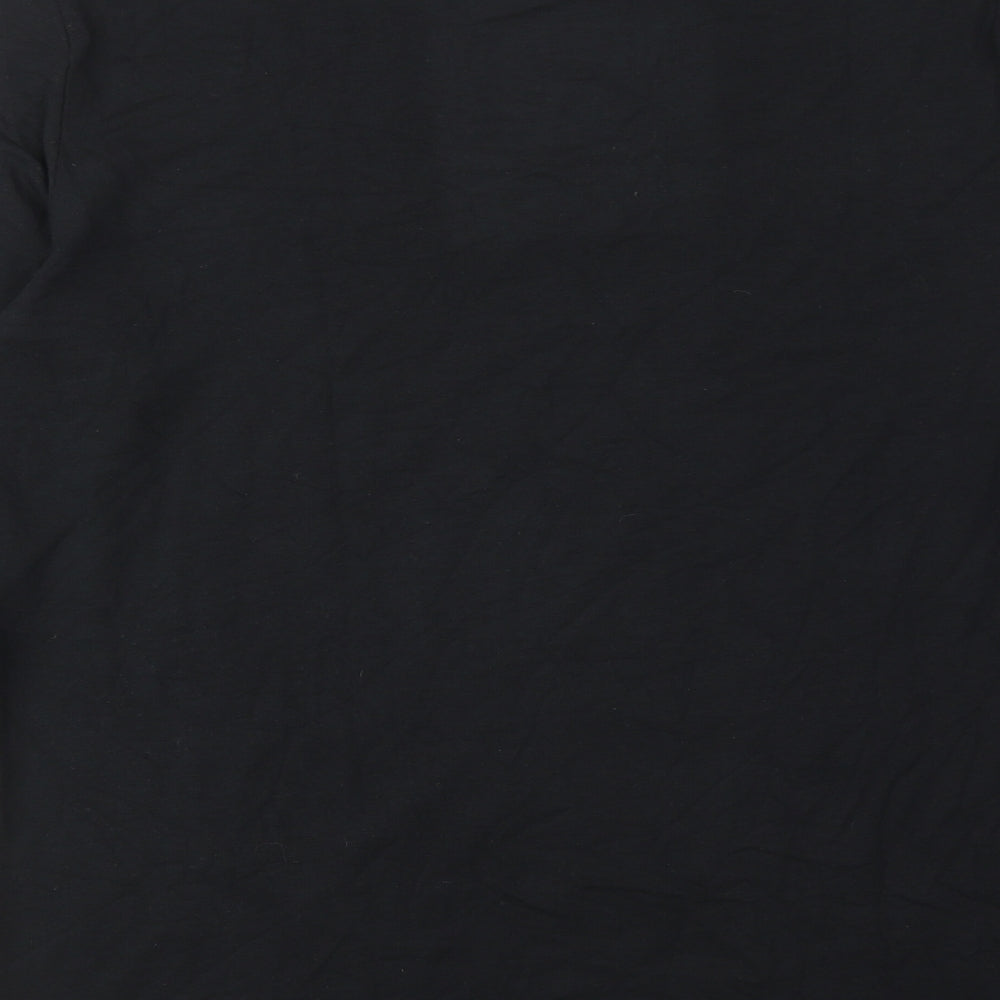 Marks and Spencer Mens Black Polyester T-Shirt Size L Round Neck