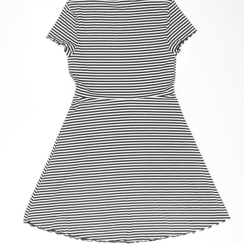 Limited Edition Womens Black Striped Polyester T-Shirt Dress Size 12 Round Neck Pullover