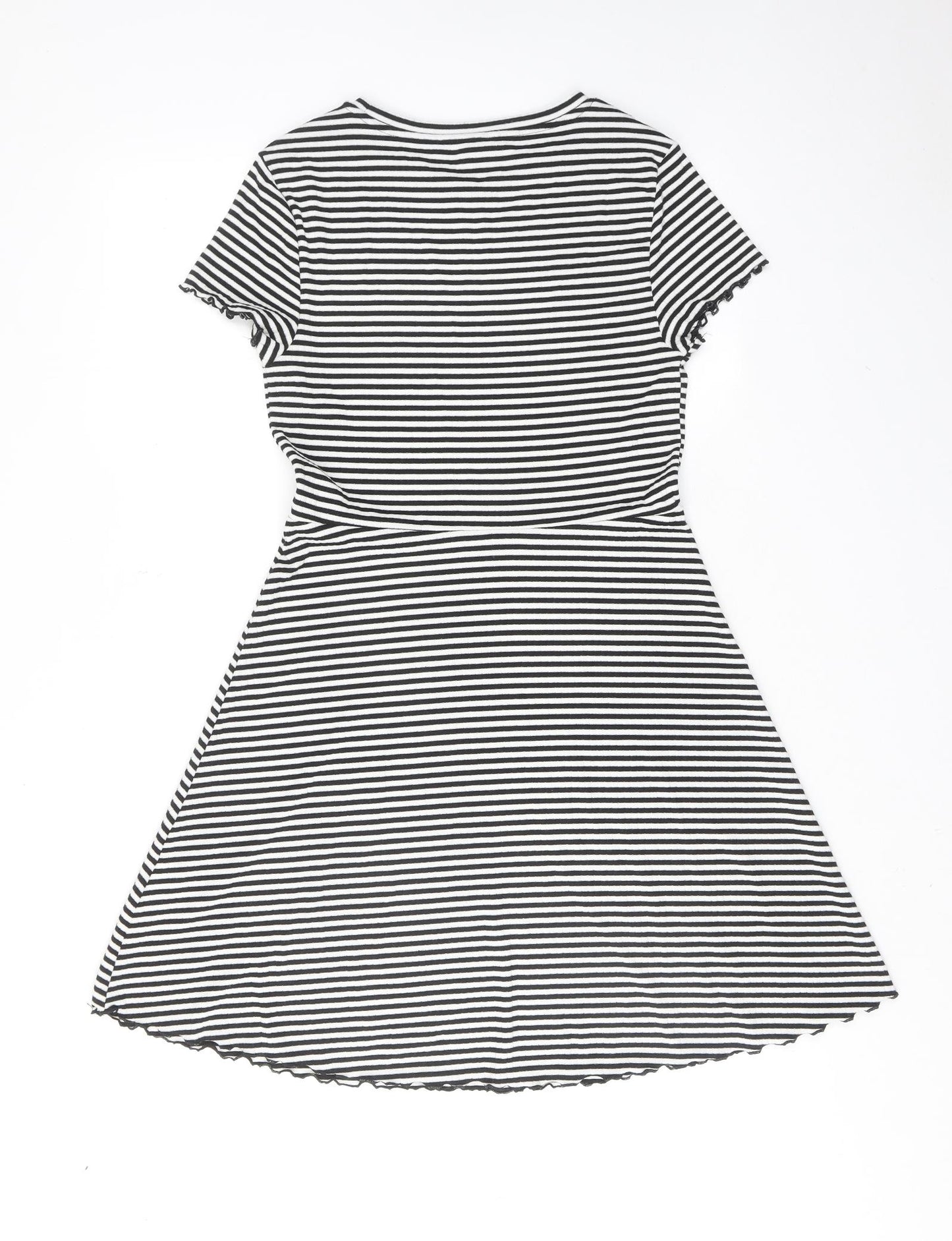 Limited Edition Womens Black Striped Polyester T-Shirt Dress Size 12 Round Neck Pullover