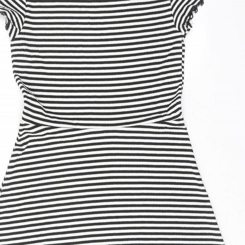 Limited Edition Womens Black Striped Polyester T-Shirt Dress Size 12 Round Neck Pullover