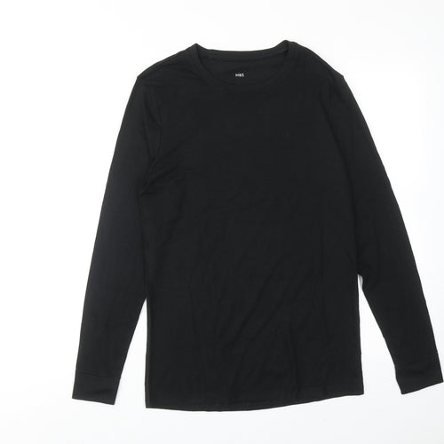 Marks and Spencer Mens Black Viscose T-Shirt Size S Round Neck