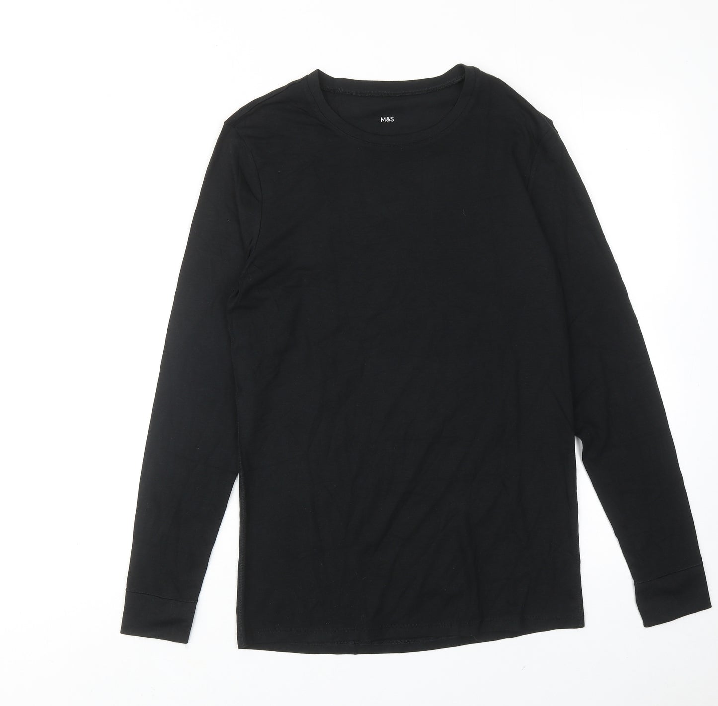 Marks and Spencer Mens Black Viscose T-Shirt Size S Round Neck
