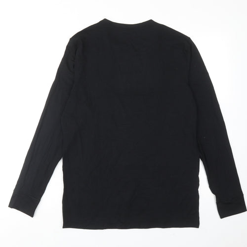 Marks and Spencer Mens Black Viscose T-Shirt Size S Round Neck