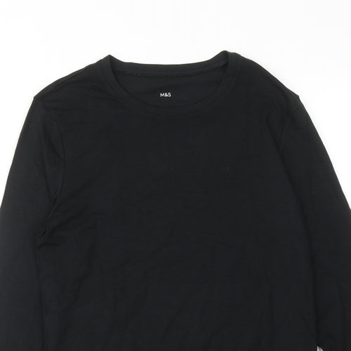 Marks and Spencer Mens Black Viscose T-Shirt Size S Round Neck