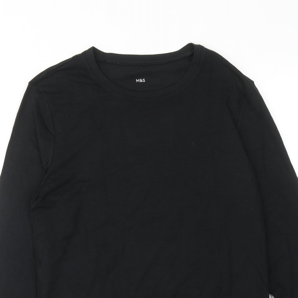 Marks and Spencer Mens Black Viscose T-Shirt Size S Round Neck