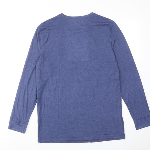 Marks and Spencer Mens Blue Viscose T-Shirt Size L Round Neck